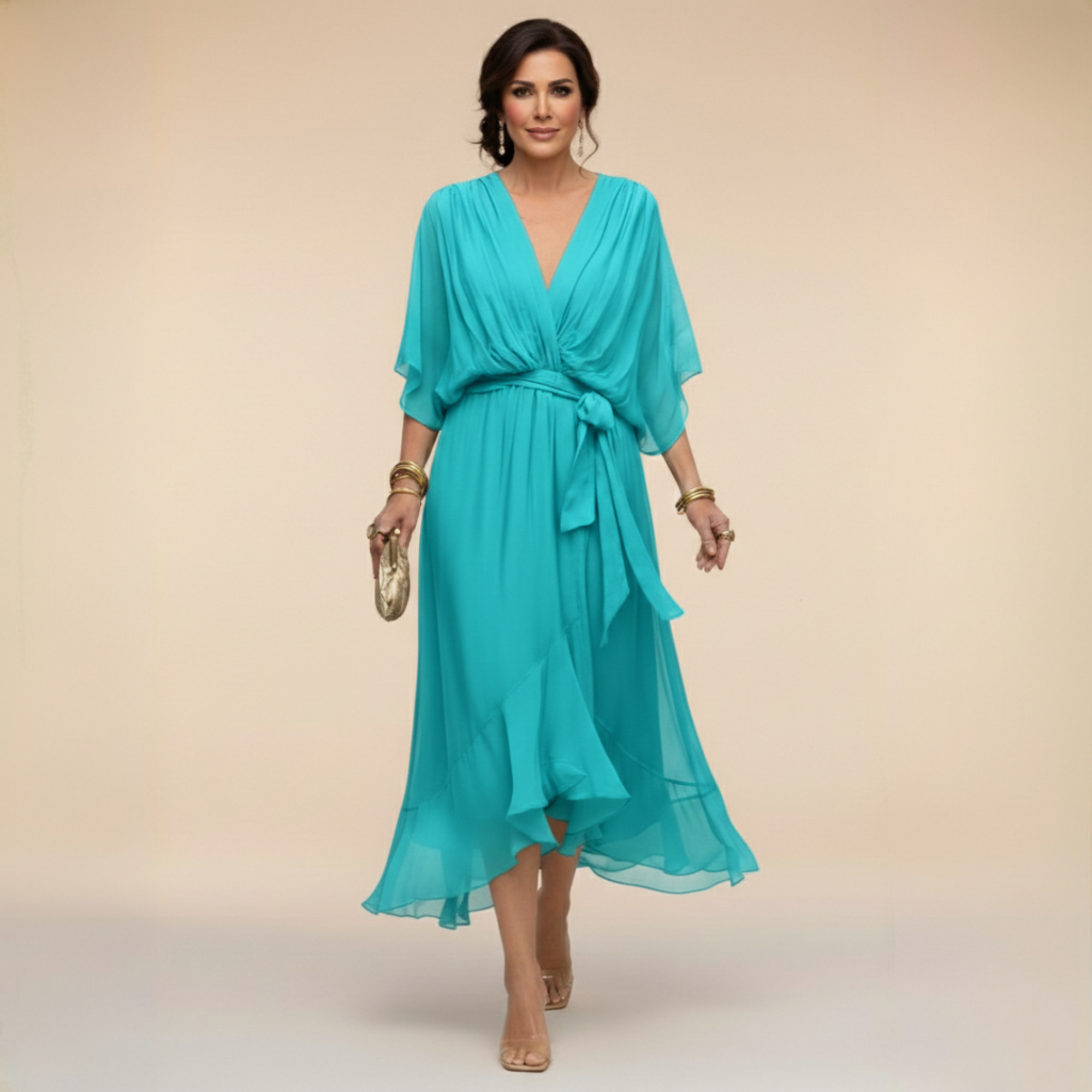 Sarah | Sandra Chiffon V-Neck Dress