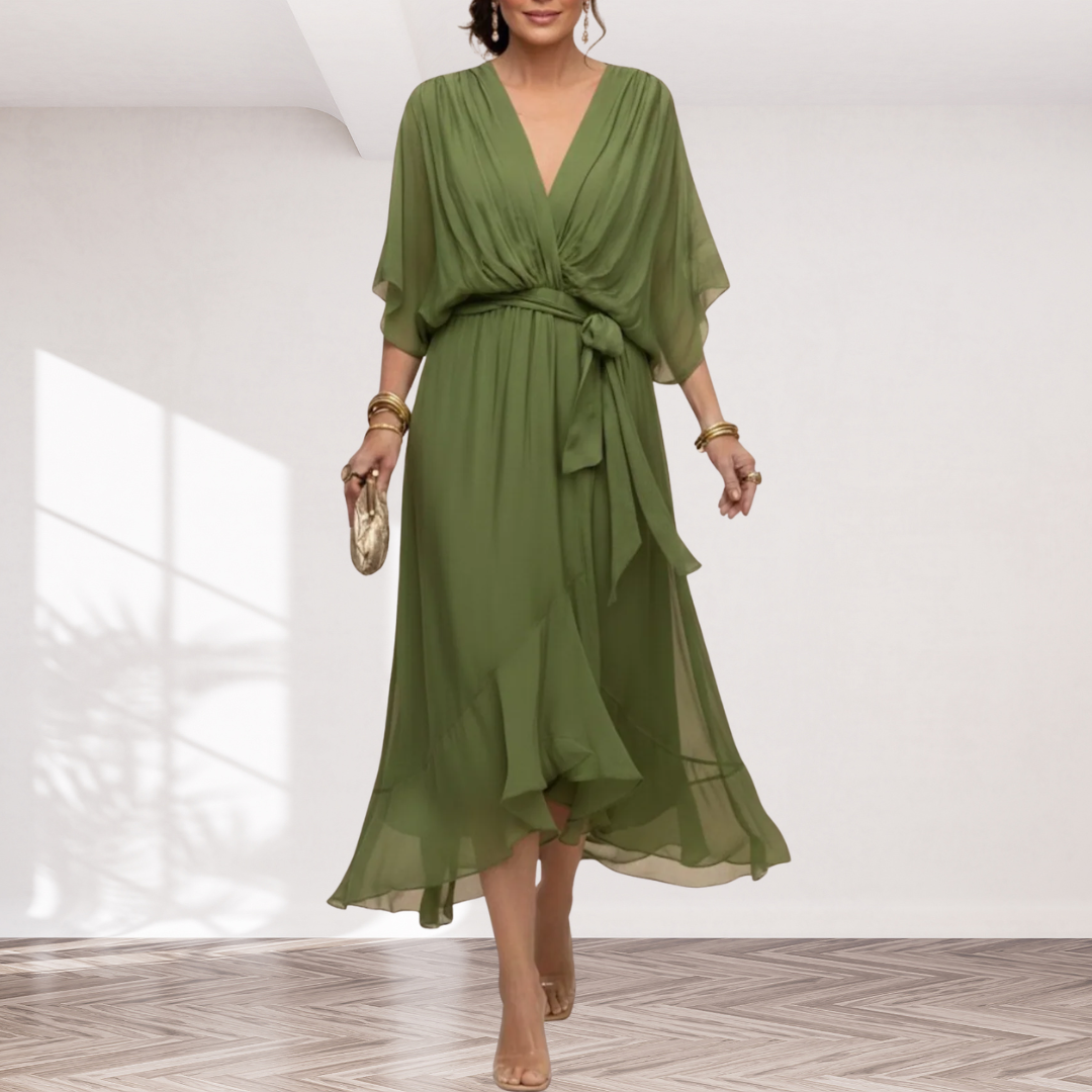 Sarah | Sandra Chiffon V-Neck Dress
