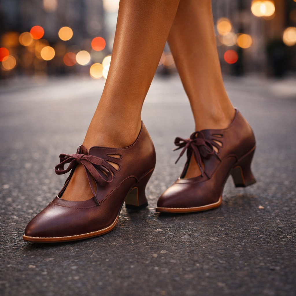 Camille Leather Lace Heels