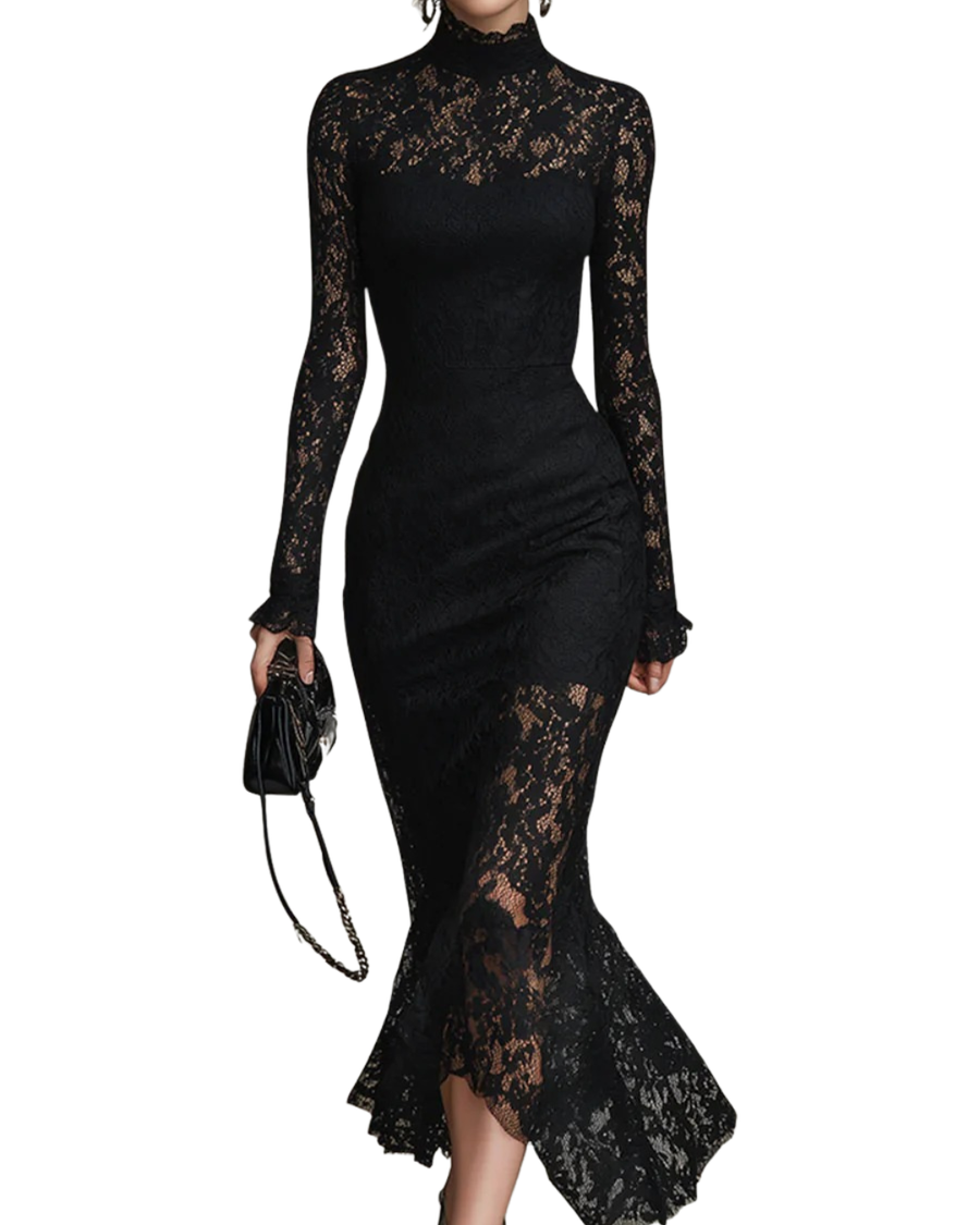Julia | Black Lace Maxi Dress