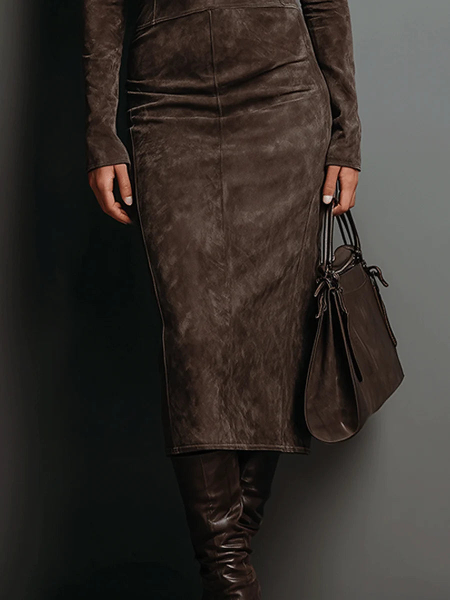 Lorena | Brown Midi Dress