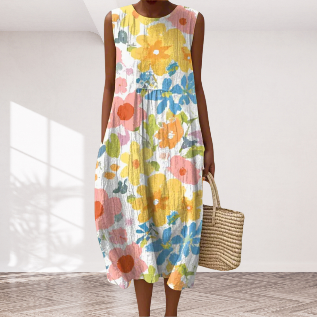 Ella™ Pastel Floral Midi Dress