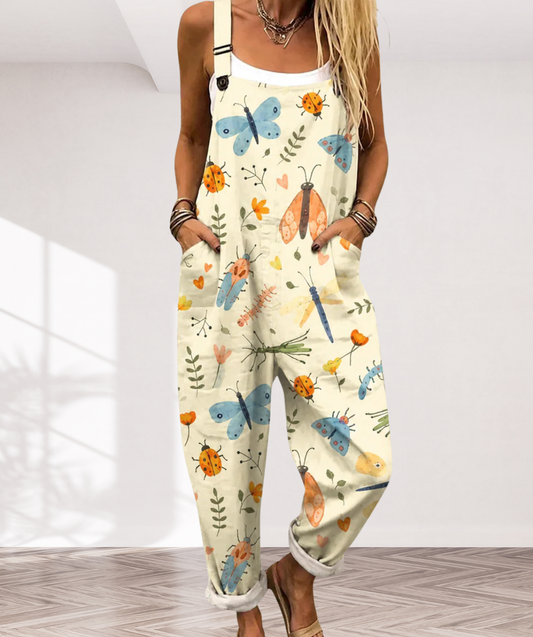 Comfortable Printed Overalls