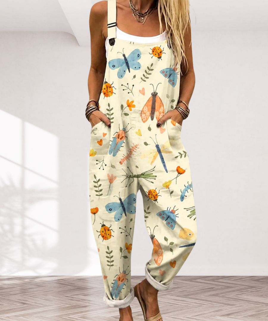 Comfortable Printed Overalls