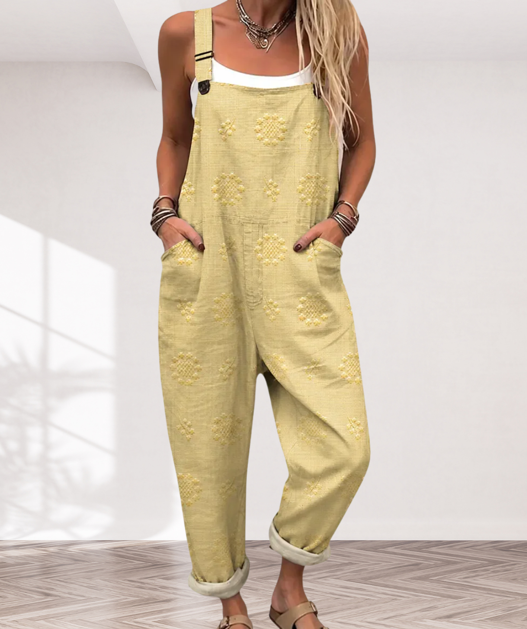Soft Yellow Jumpsuit with Relaxed Fit