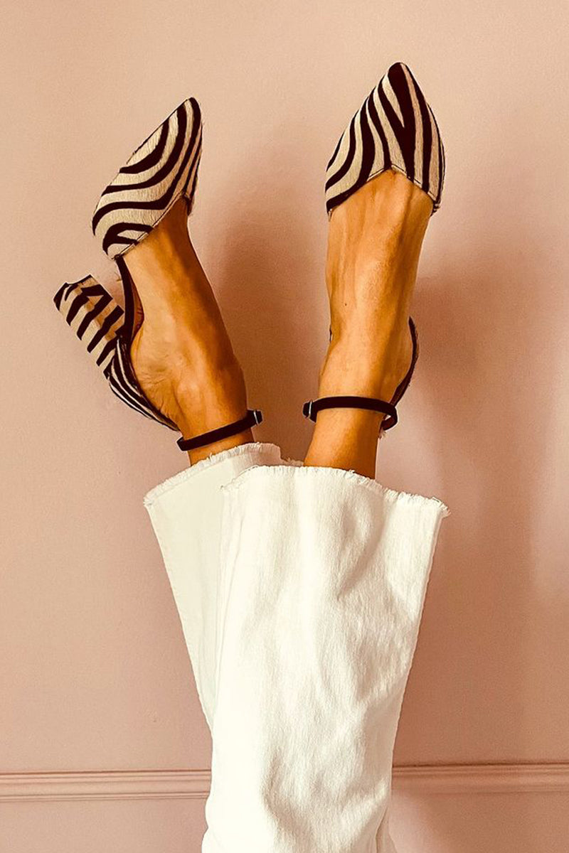 Zebrina™ | Zebra Sandals With Strap And Stable Heel
