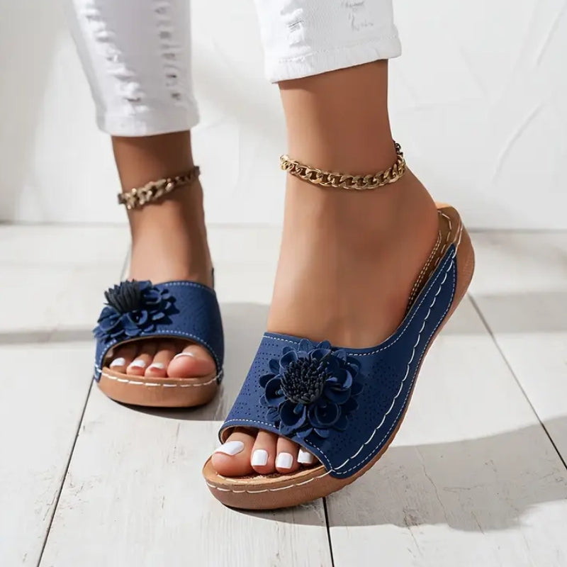 Flora | Women's Wedge Sandals Slip-On Open Toe Comfort Sandals