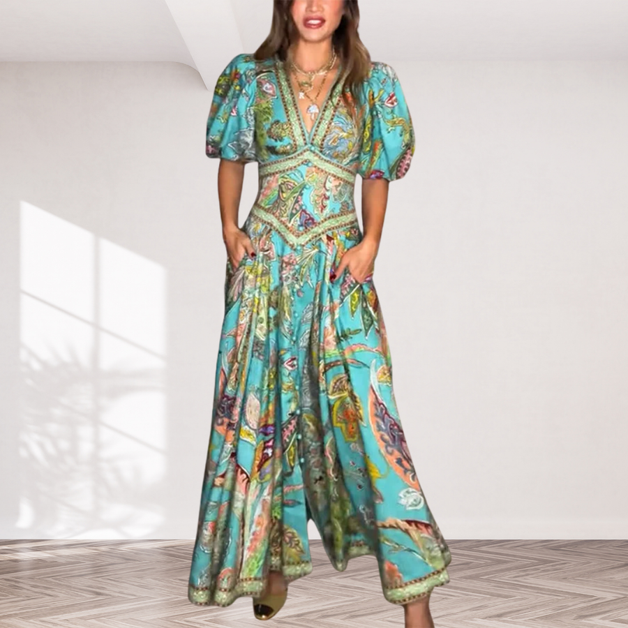 Heather | Airy maxi dress with puff sleeves