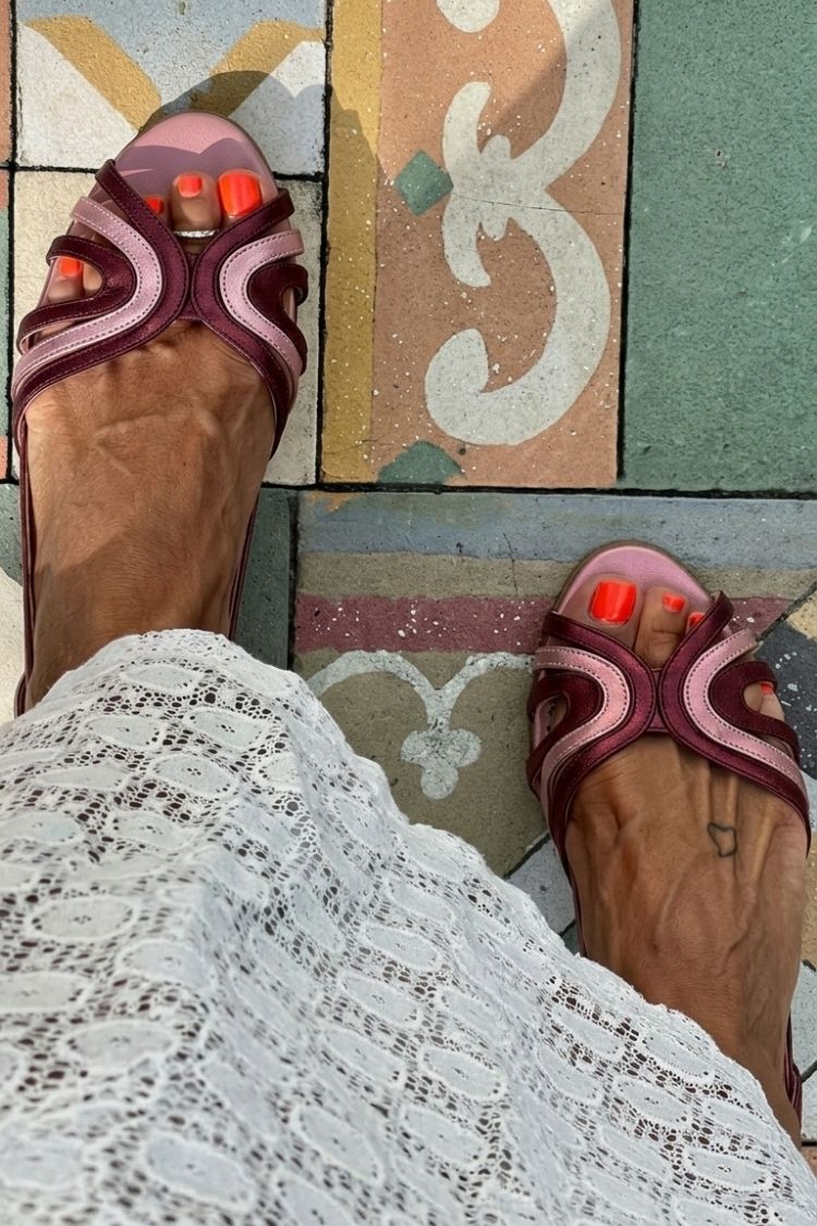 Colorblock Patchwork Hollow Out Peep Toe Purple Sandals