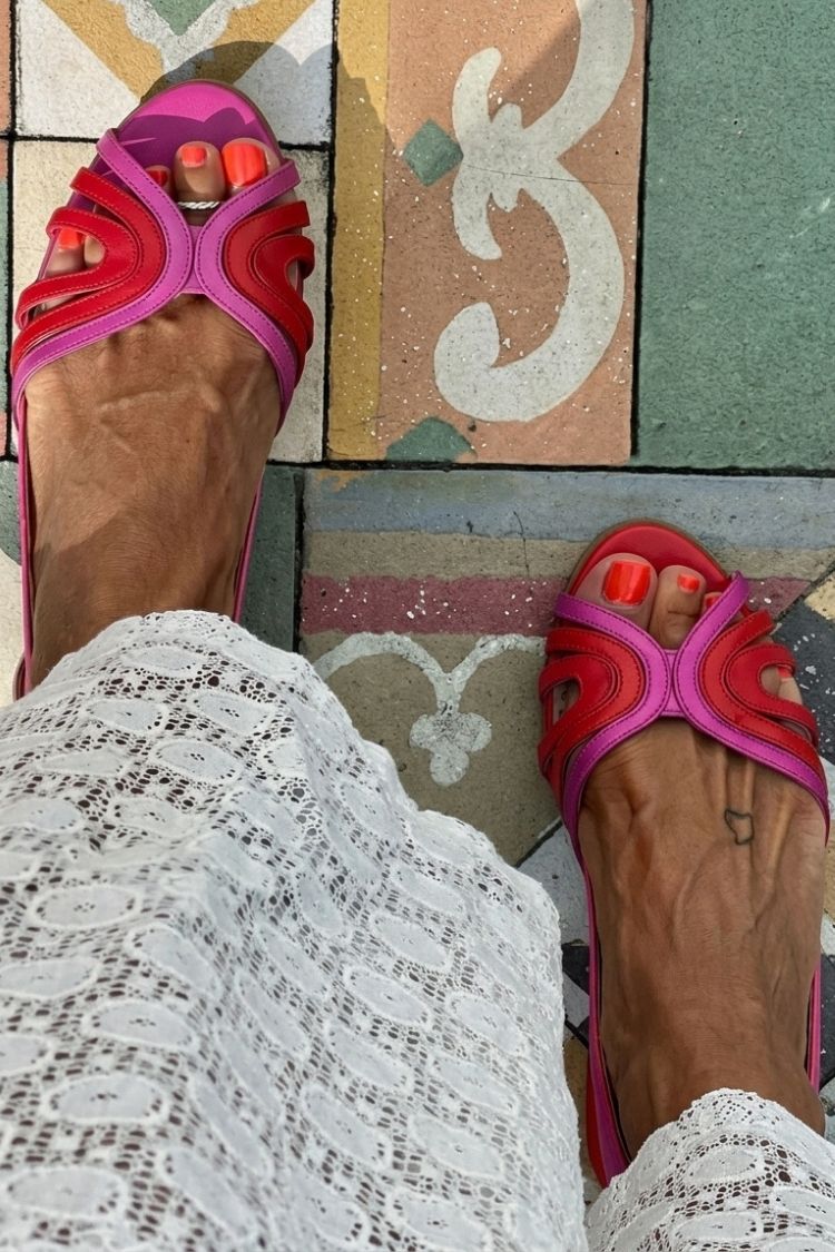 Colorblock Patchwork Hollow Out Peep Toe Purple Sandals