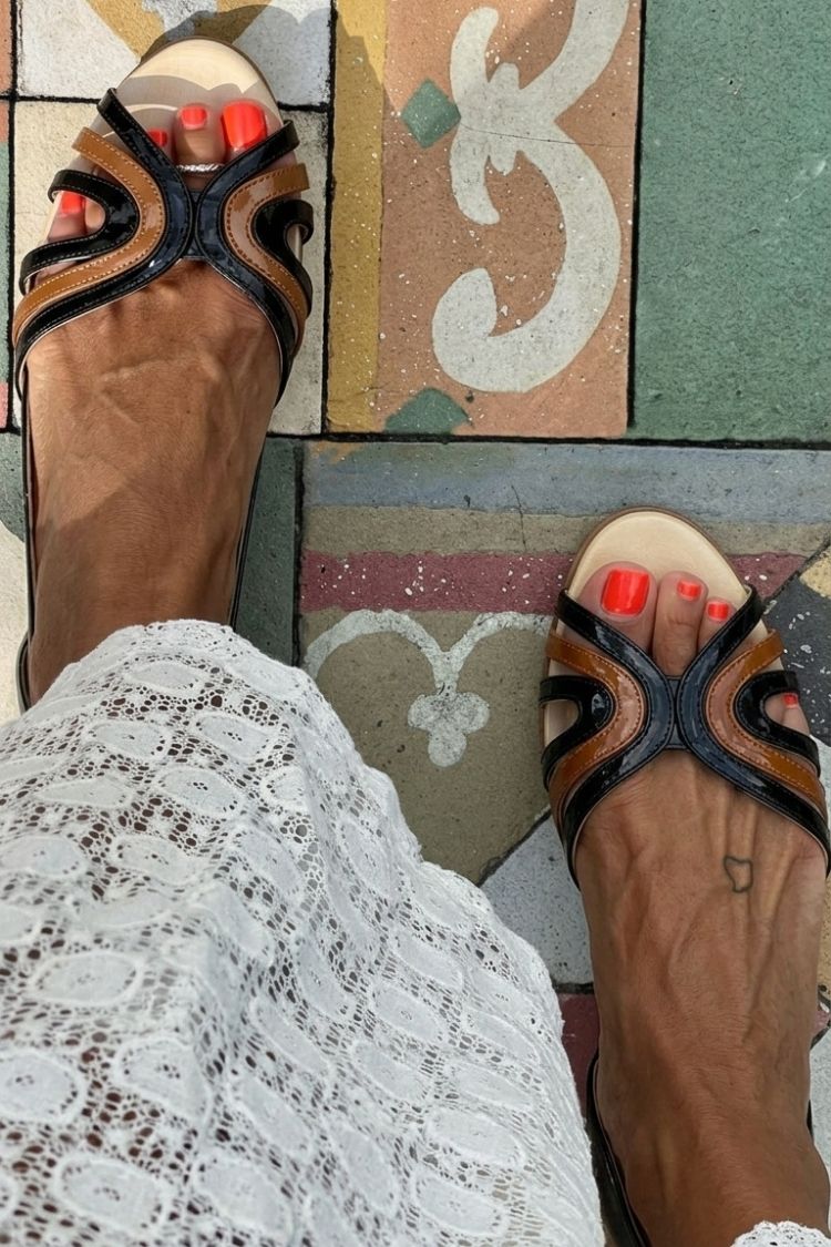 Colorblock Patchwork Hollow Out Peep Toe Purple Sandals