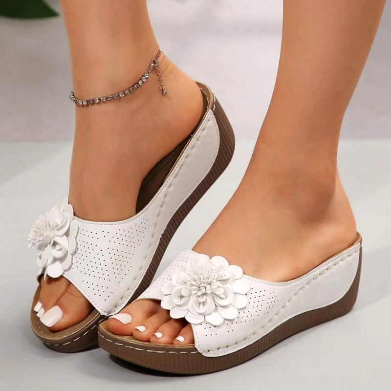 Flora | Women's Wedge Sandals Slip-On Open Toe Comfort Sandals