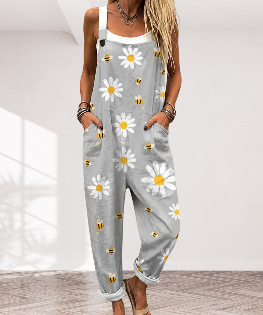 Soft Dungarees with Daisies and Bees