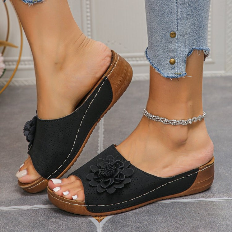 Flora | Women's Wedge Sandals Slip-On Open Toe Comfort Sandals