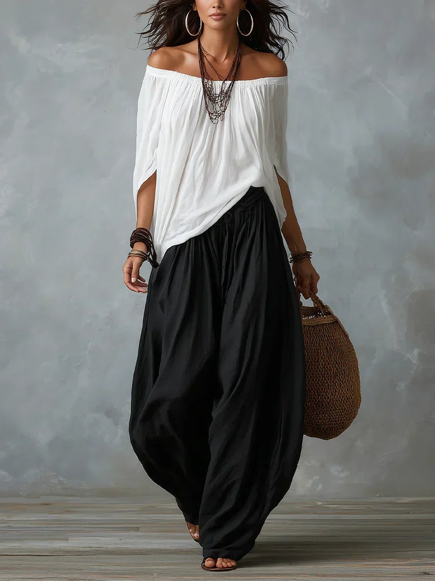 Sofia Off-Shoulder Top & Lantern Trousers Set