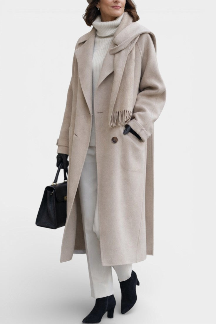 Clara Long Structured Wool Coat with Refined Silhouette