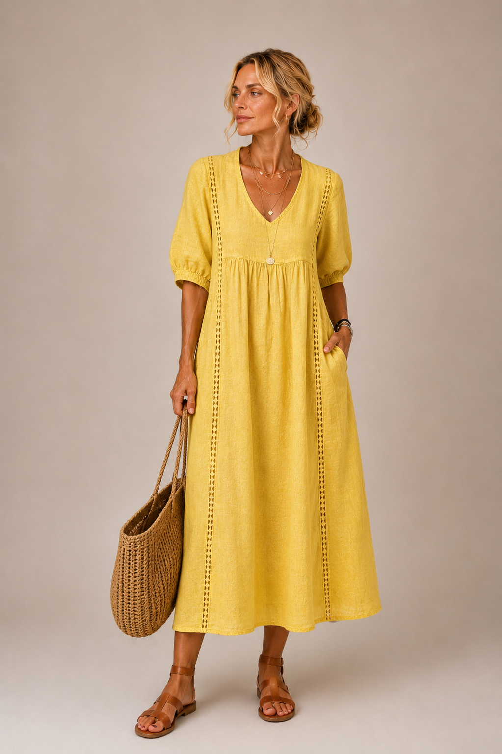 Madelon™ Lace Linen Dress