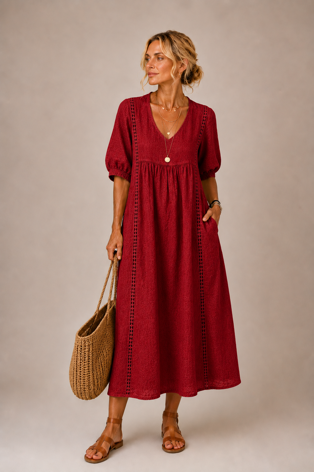 Madelon™ Lace Linen Dress