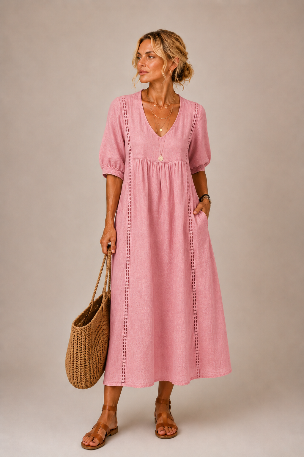 Madelon™ Lace Linen Dress