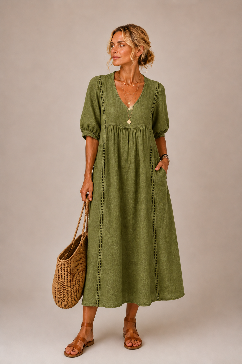 Madelon™ Lace Linen Dress