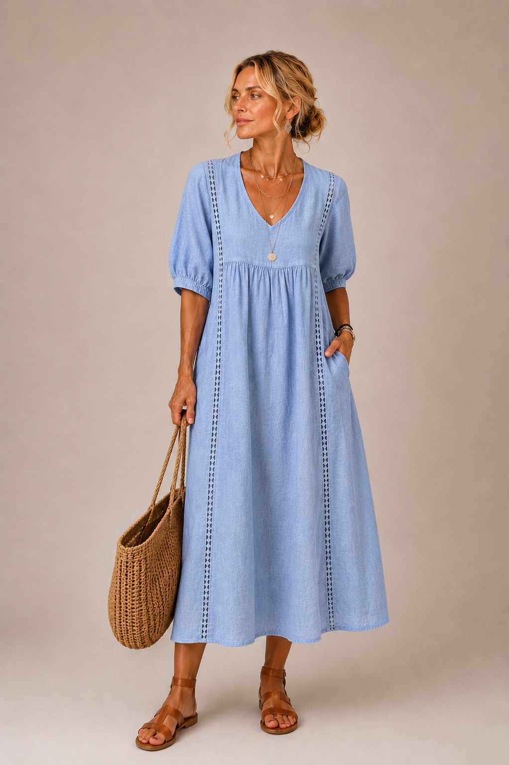 Madelon™ Lace Linen Dress