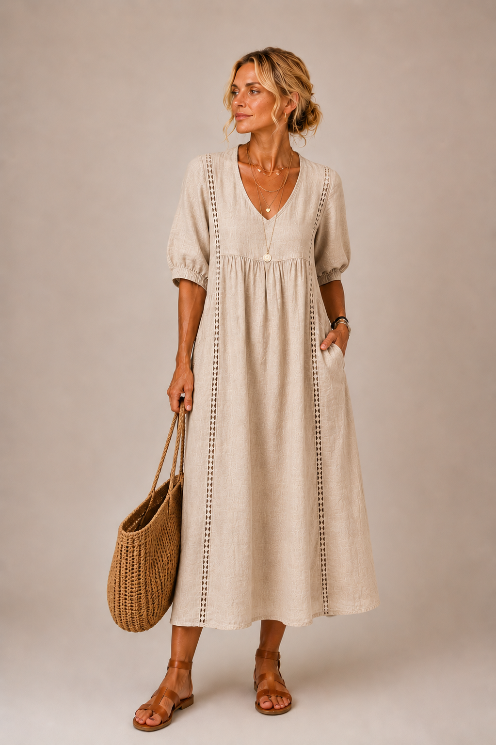 Madelon™ Lace Linen Dress