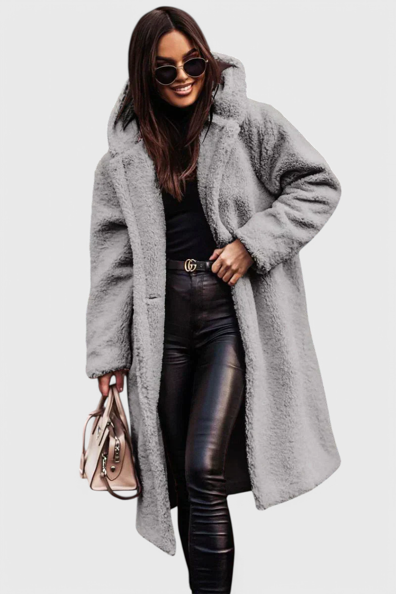 Mila Long Coat in Soft Fur with Casual Cut