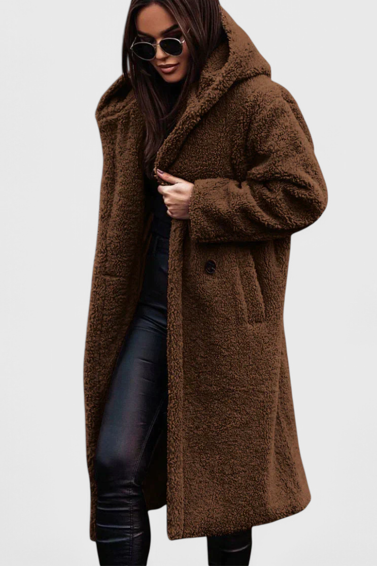 Mila Long Coat in Soft Fur with Casual Cut