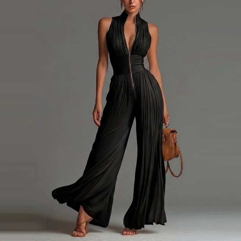 Sofia - Pleated Floral Chiffon Jumpsuit