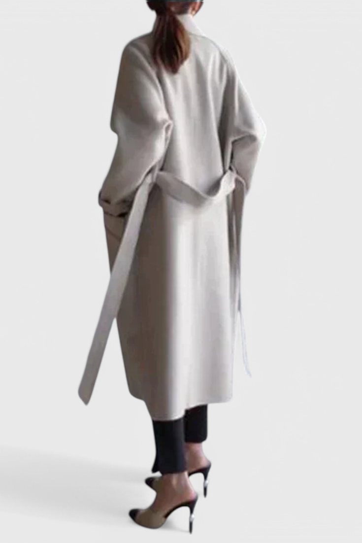Clara Long Structured Wool Coat with Refined Silhouette