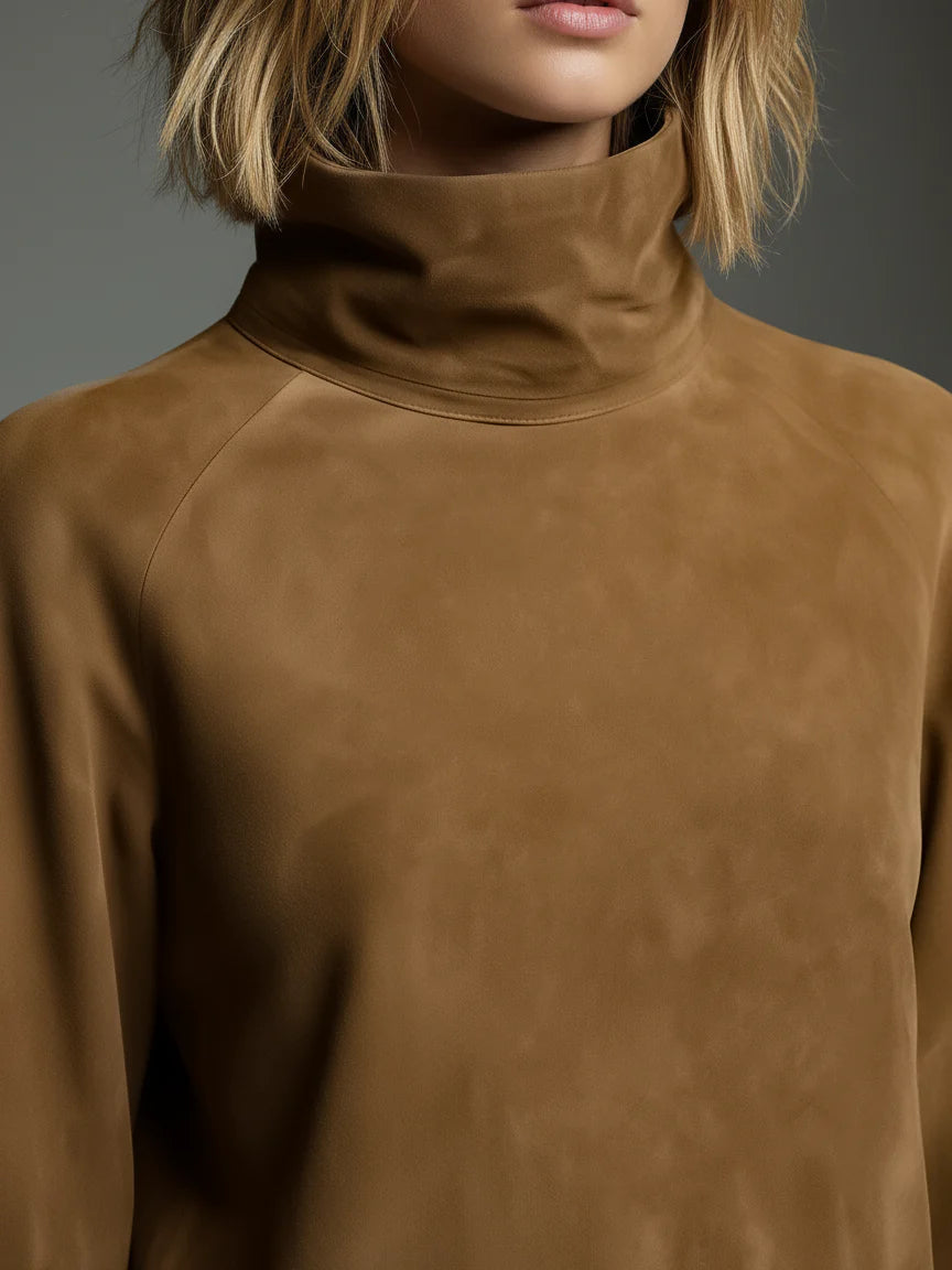 Beli | High-Neck Suede Mini Dress