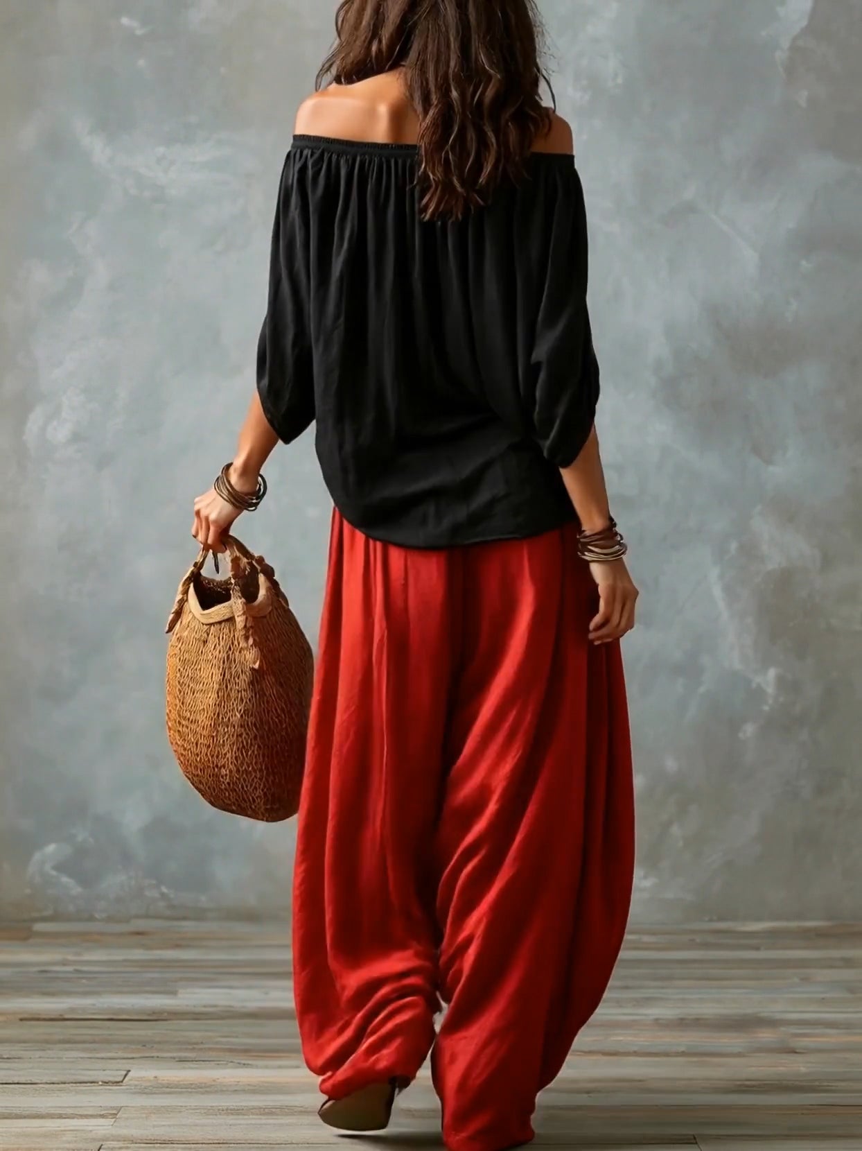 Sofia Off-Shoulder Top & Lantern Trousers Set