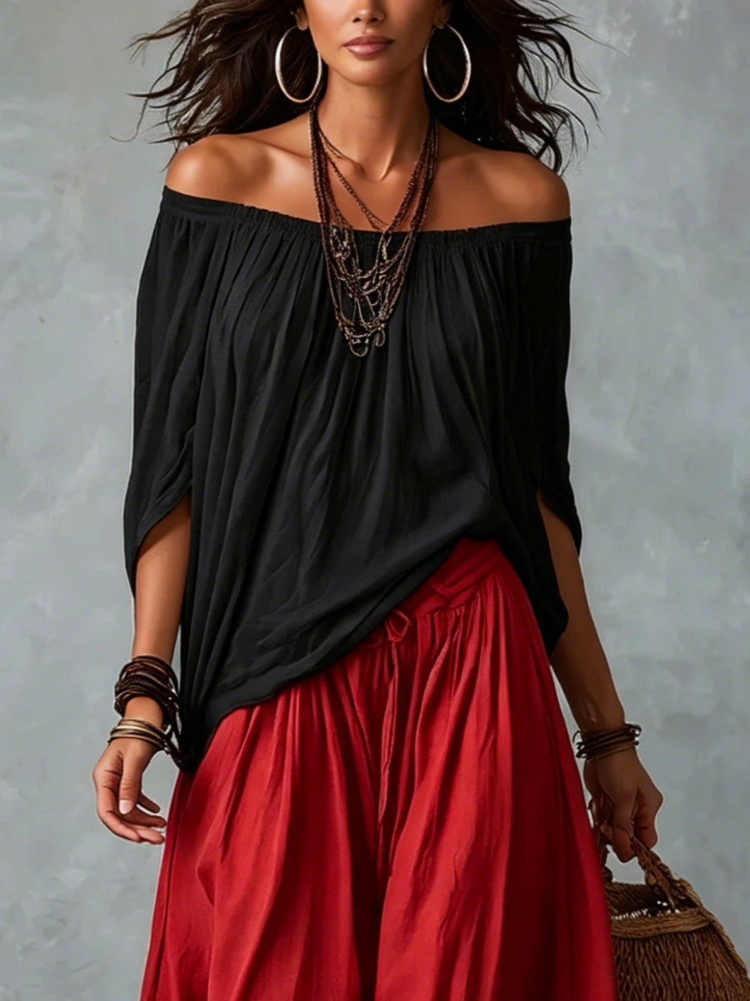Sofia Off-Shoulder Top & Lantern Trousers Set