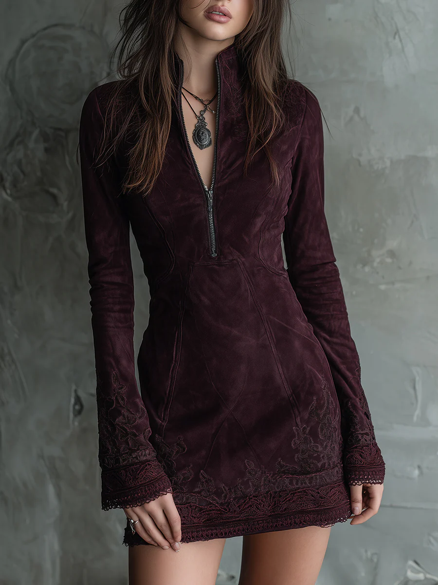 Olivia | Vintage Suede Midi Dress