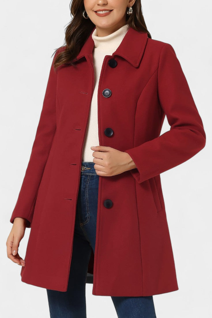 Manea Long Thick Coat with Faux Fur Collar