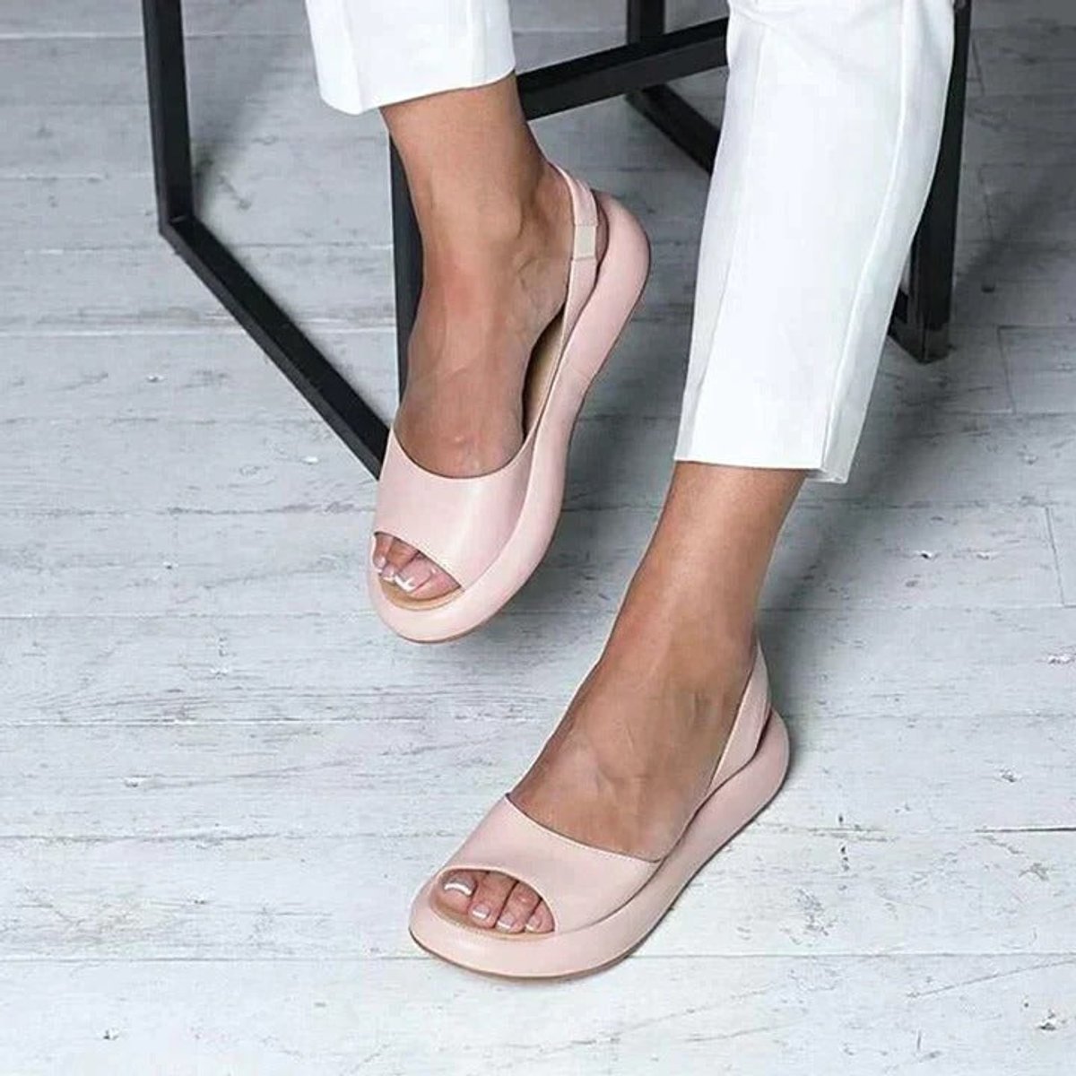 Darla | Women's Peep Toe Flat Slingback Sandals