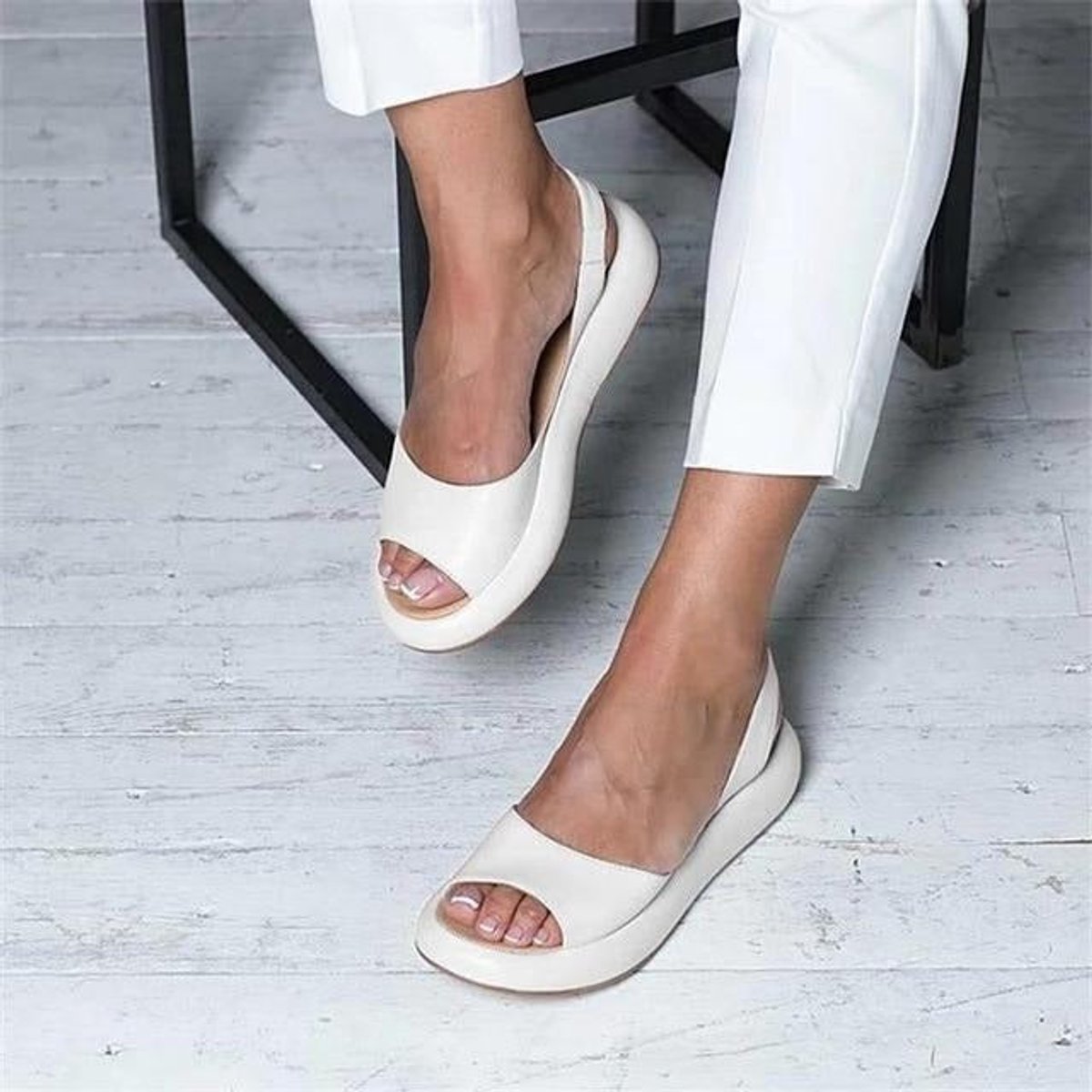 Darla | Women's Peep Toe Flat Slingback Sandals