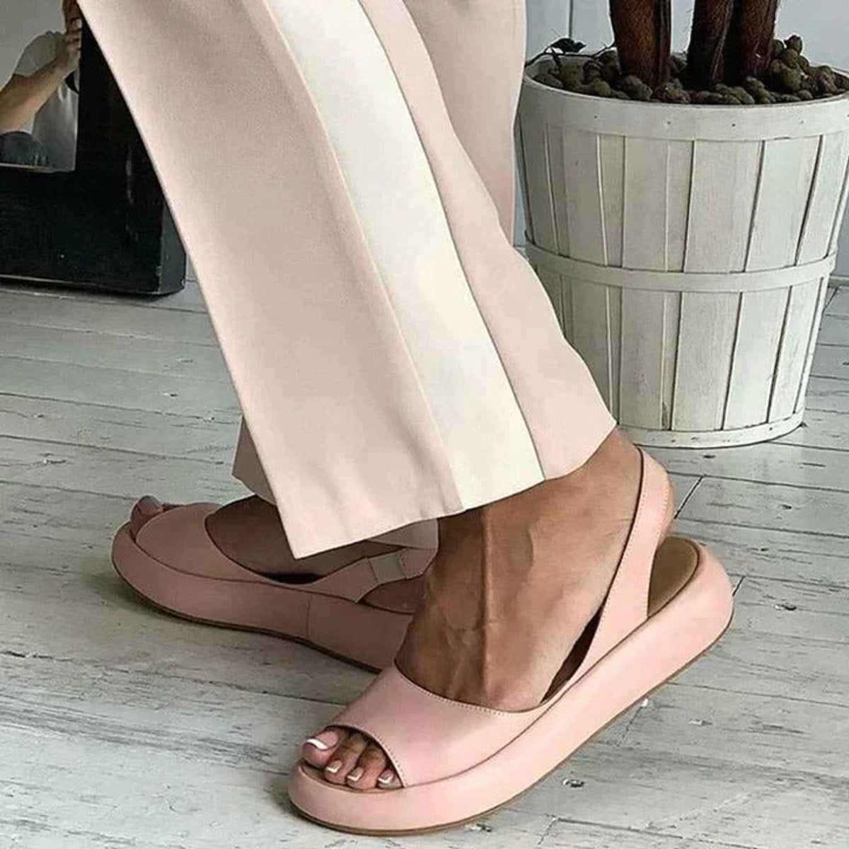Darla | Women's Peep Toe Flat Slingback Sandals