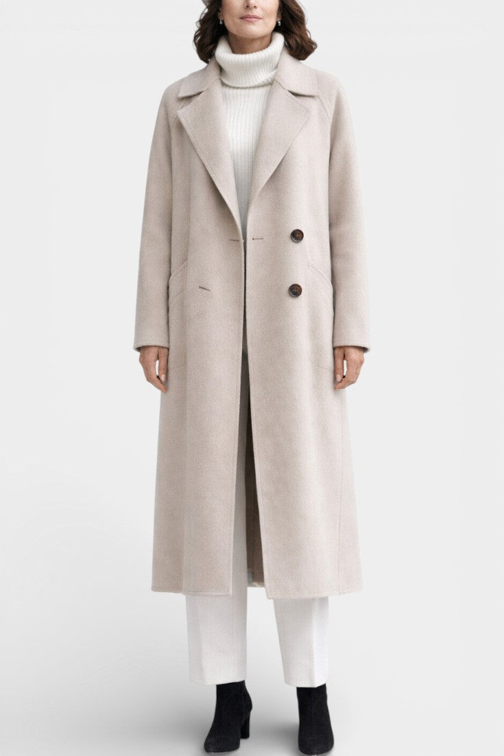 Clara Long Structured Wool Coat with Refined Silhouette