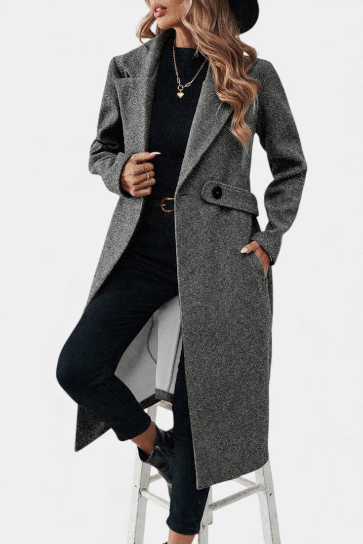 Hédia Classic Double-Breasted Mid-Length Coat