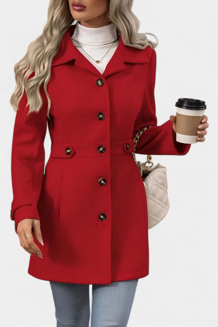 Cléophée Elegant Mid-Length Coat with Adjustable Belt
