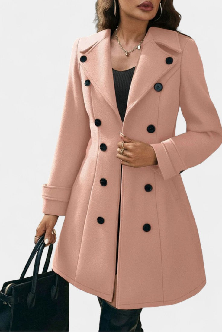Maïlys Open Coat with Notched Collar and Decorative Buttons