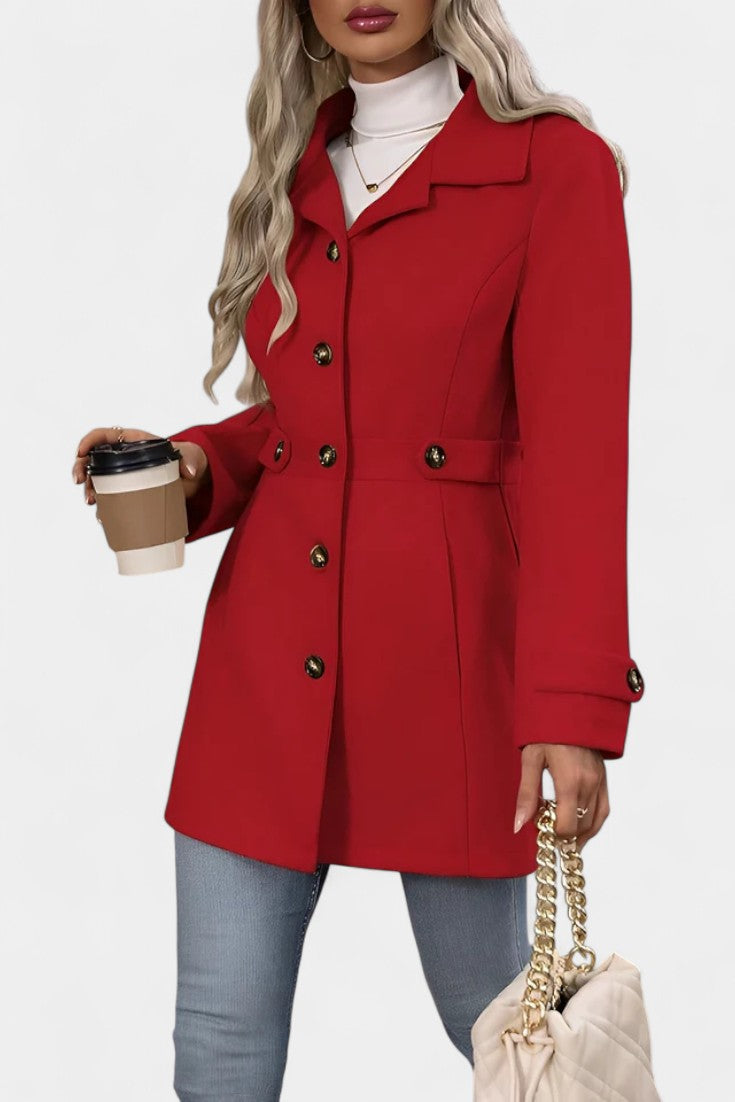 Cléophée Elegant Mid-Length Coat with Adjustable Belt