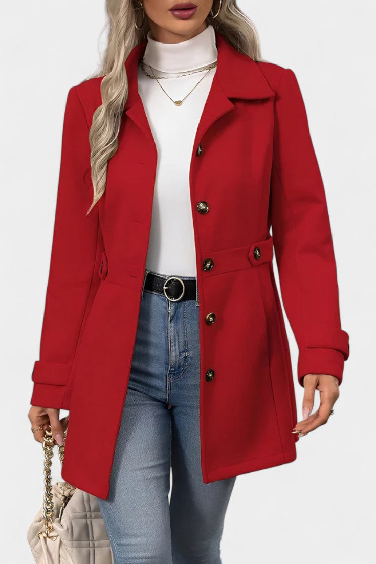 Cléophée Elegant Mid-Length Coat with Adjustable Belt