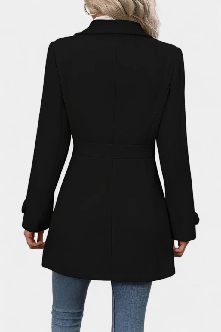 Cléophée Elegant Mid-Length Coat with Adjustable Belt