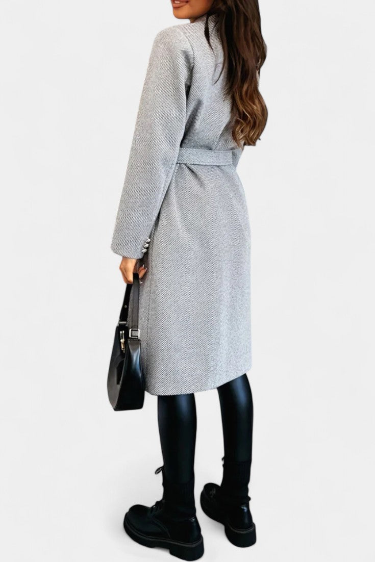 Miguelle Double-Breasted Coat with Tie Belt