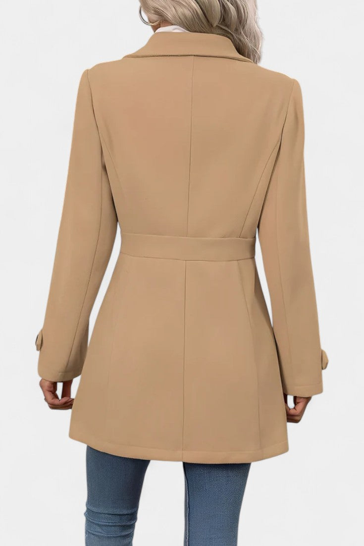 Cléophée Elegant Mid-Length Coat with Adjustable Belt