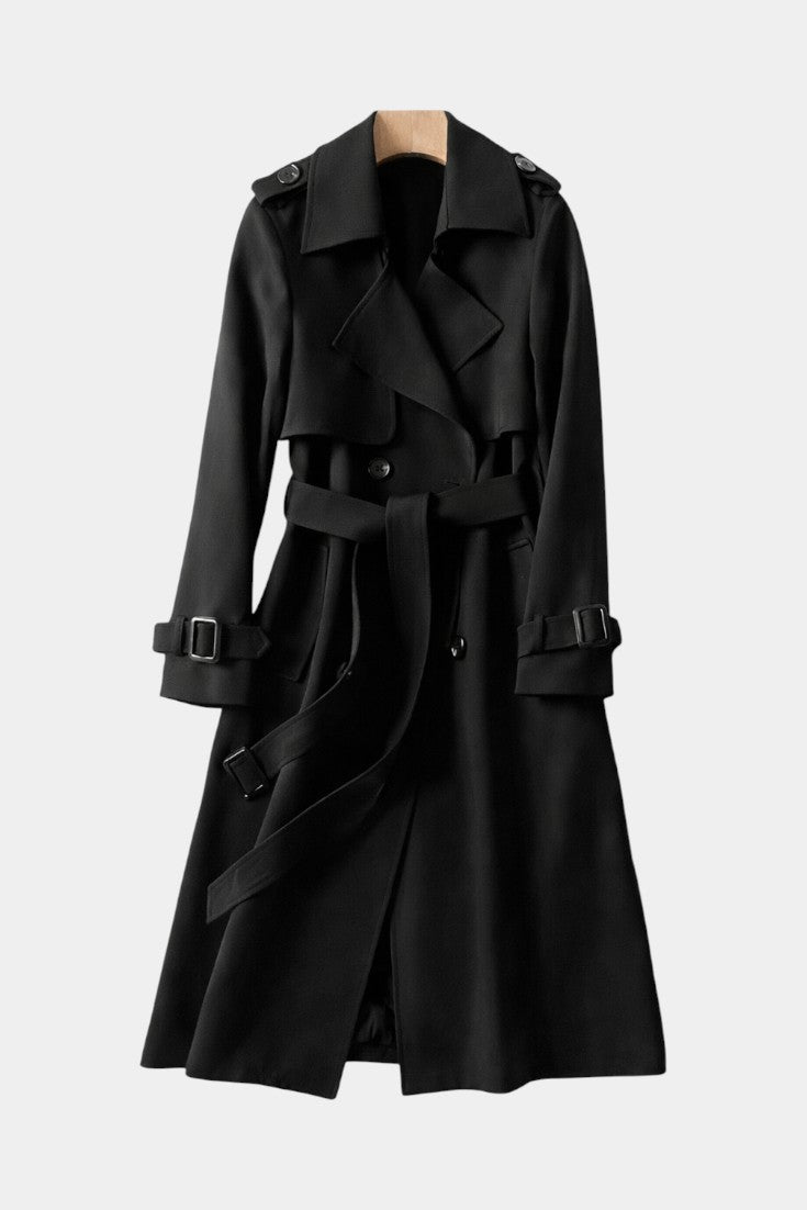 Romane Long Belted Double-Breasted Coat