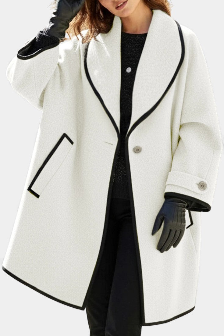 Harper Oversized Wool Blend Coat with Wide Collar