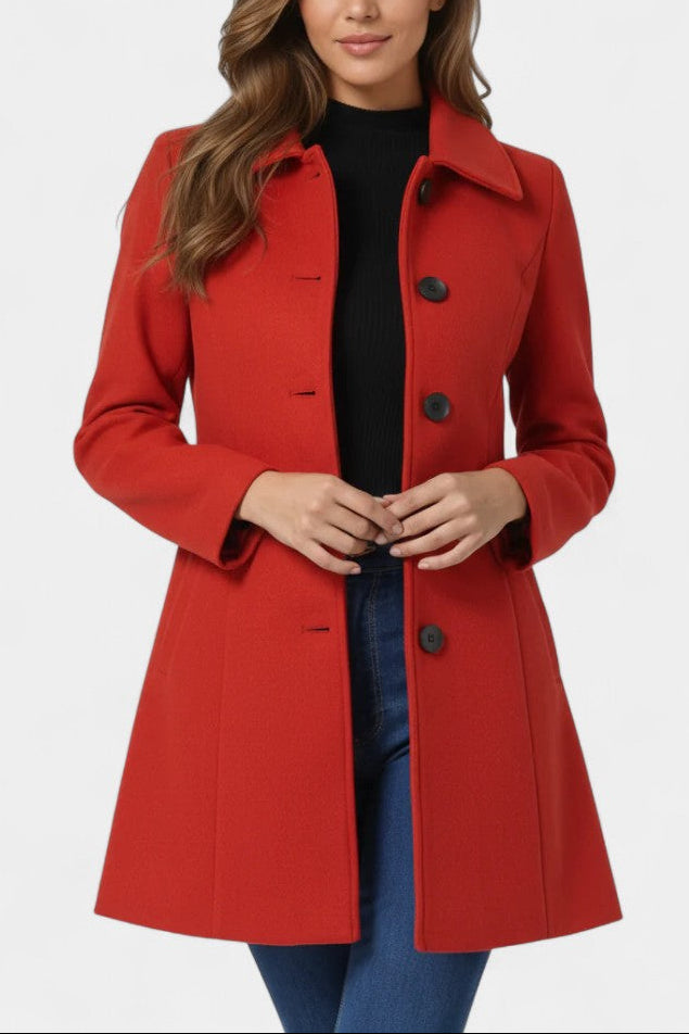 Louane Winter Coat with Single Button and Fitted Waist